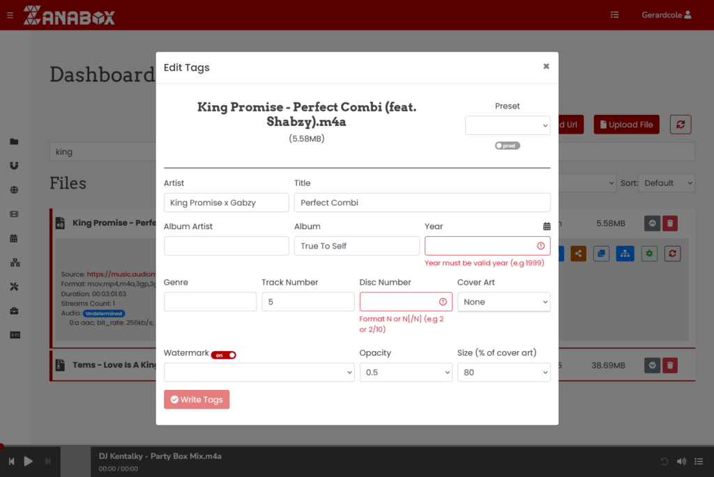 Zanabox Audio ID3 Tags Edit