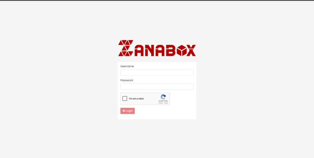 Zanabox Login Page